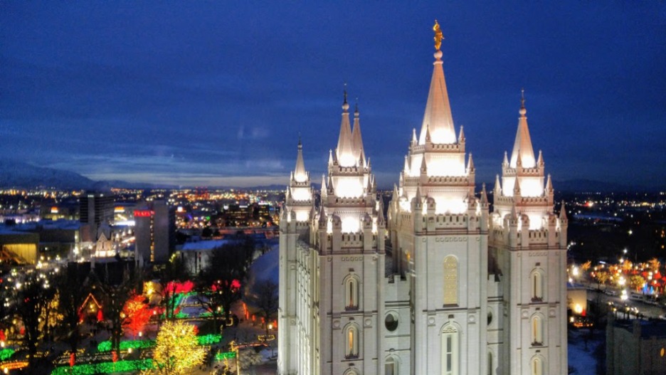 The Salt Lake LDS Temple at Christmas