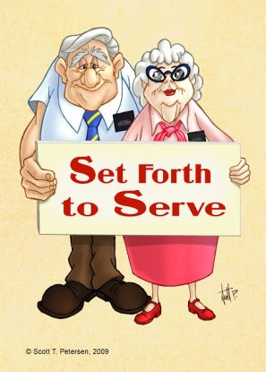 senior couple set forth to serve